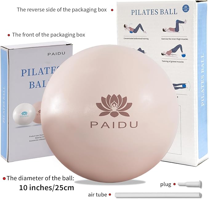 Pilates Ball 10-inch Core, Anti-Explosion and Anti-Slip Mini Yoga Balls, Suitable for Pilates, Yoga, Core Training, Physical Therapy, Balance, Stability, Stretching Exercises