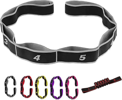 Fitness Resistance Band for Stretching and Yoga, Number Hamstring Stretch Strap with 8 Adjustable Segments for Beginners and Advanced Users
