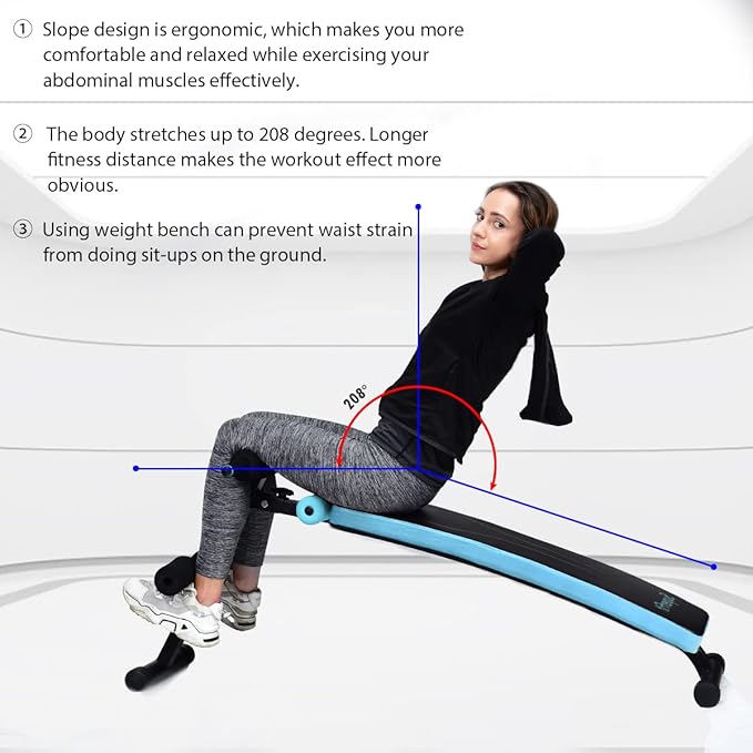 Goplus Adjustable Sit Up Bench, AB Slant Decline Incline Bench, Curved Workout Equipment for Home Gym Strength Training, Max Load 441 LBS