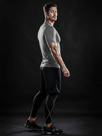 DRSKIN 3, 2 or 1 Pack Men's Compression Shirt Short Sleeve Top Baselayer Sports T-Shirt Athletic Running Active Workout