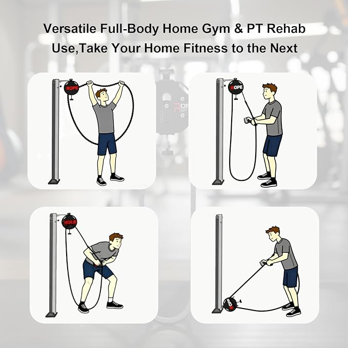 Endless Rope Trainer,Portable Cable Pulley System,Pulley Cable Machine System with Adjustable Resistance,Home Gym Equipment,for Grip,Arms,Back,Body Coordination Exercises
