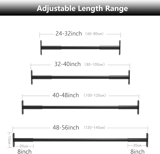 Heavy Duty Adjustable Width Pull Up Bar for Doorway, Steel Strength Training Pull-up Bars, Max 660lbs, Doorway Pull Up Bar Include 4pcs Steel 6 Angle Expansion Screw