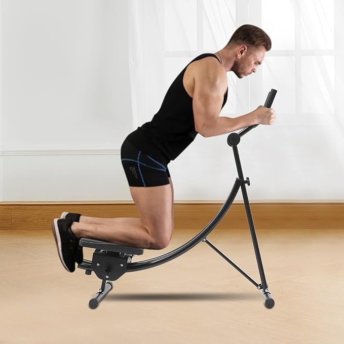 Ab Trainer Abdominal Workout Machine, Foldable Waist Cruncher Core Trainer, Core Strength Training Equipment for Home Fitness, Ab Machine for Home Gym, Shaper with LED Monitor (Black)