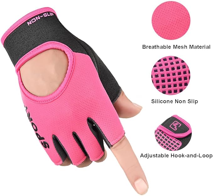 Men Women Workout Gloves Fingerless Weightlifting Anti-Slip Breathable Gym Exercise Gloves for Training Cycling Sports