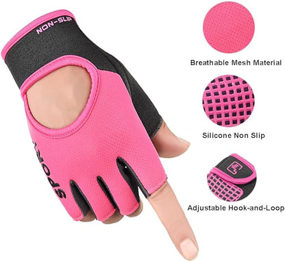 Men Women Workout Gloves Fingerless Weightlifting Anti-Slip Breathable Gym Exercise Gloves for Training Cycling Sports