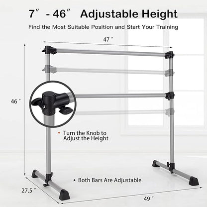 Goplus 4 FT Height Adjustable Ballet Bar, Double Portable Ballet Barre, Freestanding Dance Bar, Fitness Exercise Equipment for Home Gym School, Barre Bar for Kids & Adults