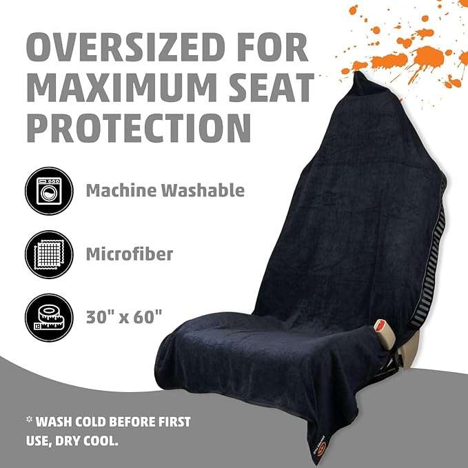 Orange Mud Transition & Seat Wrap V2.0, Automotive Seat Cover, Changing Kilt, and Multipurpose Towel (Black)