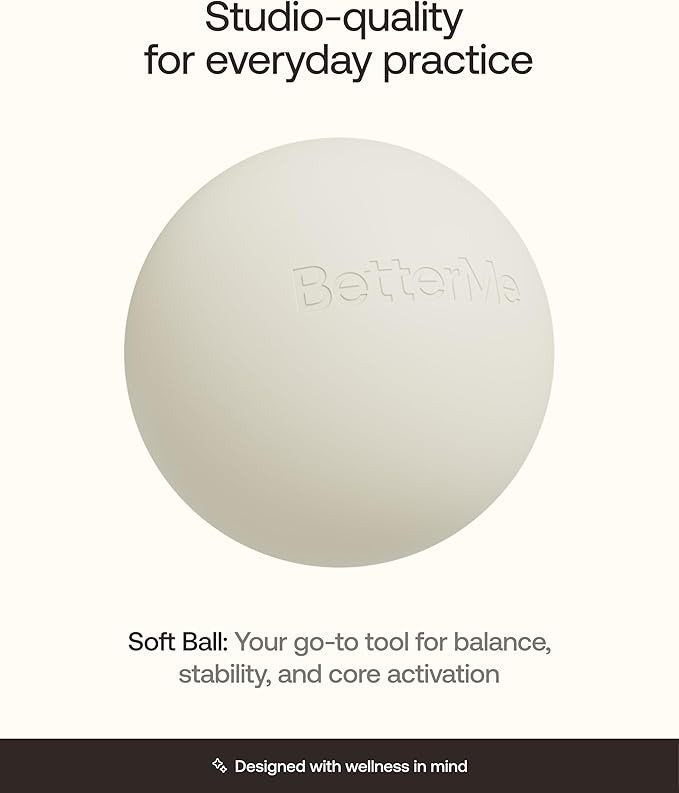 BetterMe Soft Pilates Ball – 8 Inch Mini Exercise Ball for Pilates, Yoga & Core Training – Small Stability Ball for Women – Portable Workout Tool