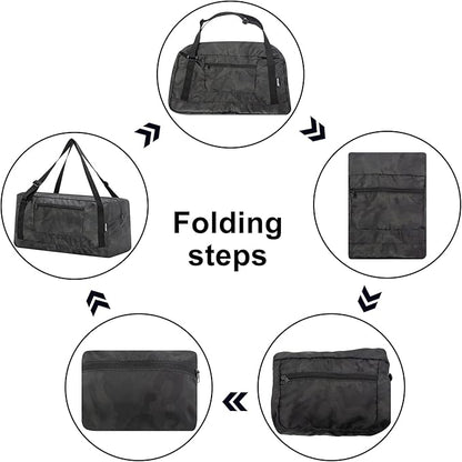 HOLYLUCK Foldable Travel Duffel Bag For Women & Men Luggage Great for Gym (midnight camo)