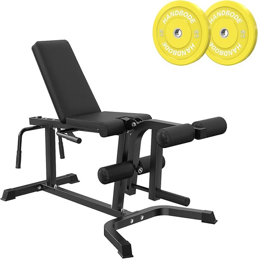 Leg Extension and Curl Machine, Adjustable Leg Curl Machine with Weight Plates Set, Seated Leg Extension and Lying Curl Machine for Lower Body Workouts, Leg Workout Equipment for Home Gym