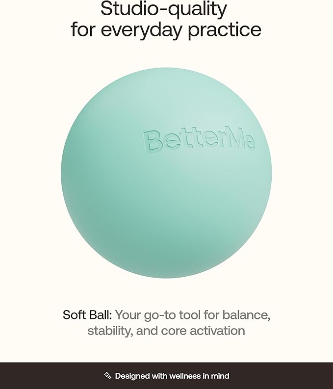 BetterMe Soft Pilates Ball – 8 Inch Mini Exercise Ball for Pilates, Yoga & Core Training – Small Stability Ball for Women – Portable Workout Tool