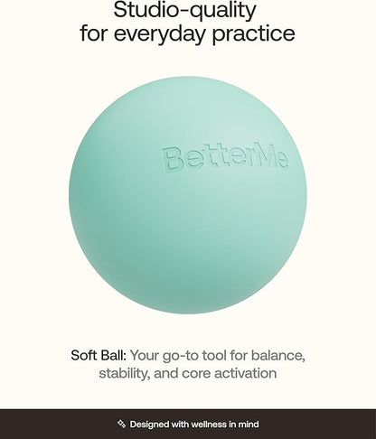 BetterMe Soft Pilates Ball – 8 Inch Mini Exercise Ball for Pilates, Yoga & Core Training – Small Stability Ball for Women – Portable Workout Tool