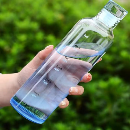26oz Plastic Sports Bottle ，Time Marker Water Bottle, Leakproof Sports Drinking Bottle for Gym, School, Office, Travel (Blue 26 oz)