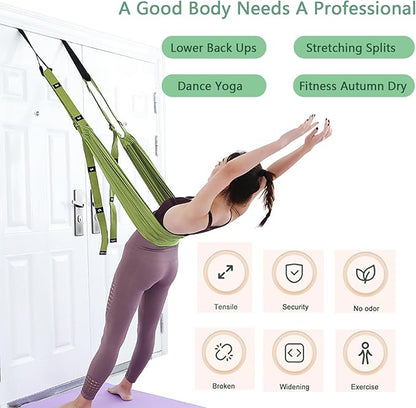 Yoga Stretching Strap,Stretching Equipment with Door Anchor,Back Stretcher for Back Pain, Flexibility Tensile Trainer for Dance Aerial Yoga Ballet Leg Stretching Exercise (Green)