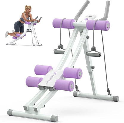 MERACH Dual Track Ab Machine, Adjustable Ab Trainer Machine, Ab Workout Equipment for Home Gym, Ergonomic Arc Track for Better Abs, Foldable Workout Machine for Full Body Workout Home Exercise (Black)