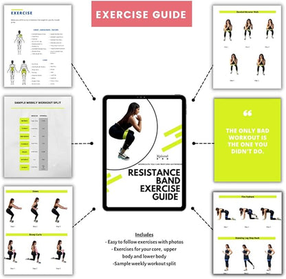 Resistance Bands w/Carrying Bag, Workout Book & Fitness Planner for Working Out-Heavy Duty Strength Training Bands Set w/ 5 Resistance Levels-Stretch Bands for Physical Therapy