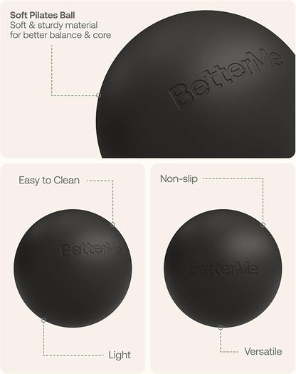 BetterMe Soft Pilates Ball – 8 Inch Mini Exercise Ball for Pilates, Yoga & Core Training – Small Stability Ball for Women – Portable Workout Tool