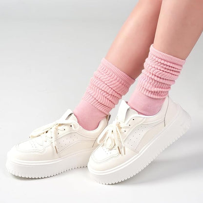 Grip Pilates Socks for Women, Yoga Slouch Socks with Grip for Barre Workout Hospital Long Scrunch Slipper Socks
