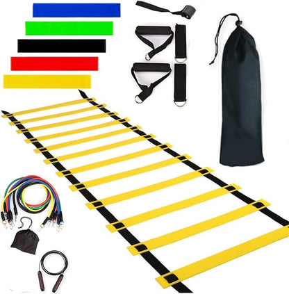 Agility Ladder Training Equipment - Speed Trainlng Gear, Adjustable Sports Set | Complete Soccer Practice Equipment, Foldable Workout Kit for Athletes, Endurance Tralning Tools for Kids Adults