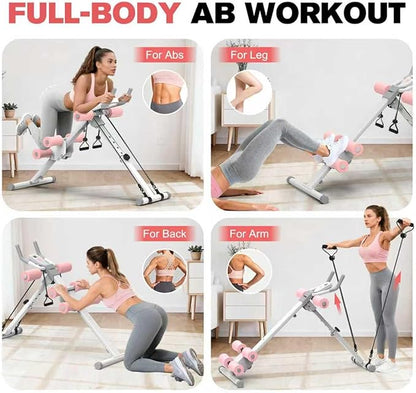 DERACY Ab Workout Machine Adjustable Ab Trainer Abdominal Trainer for Home Gym Foldable Ab Crunch Machine for Core 440 LBS