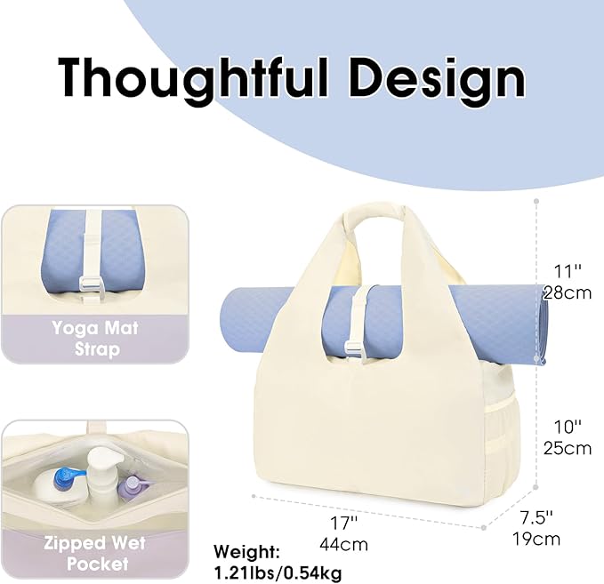 sportsnew Yoga Gym Bags for Women with Shoes Compartment & Wet Dry Storage Pockets & Adjustable Yoga Mat Holder, Patent Pending