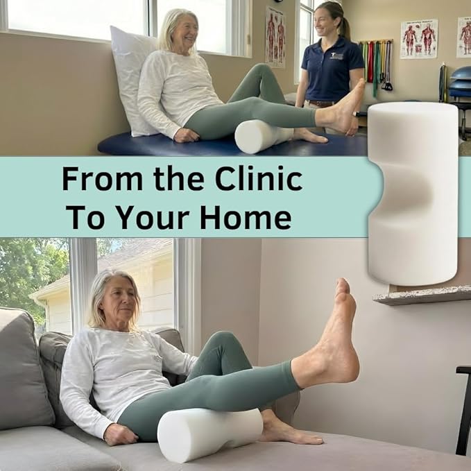 KneEXT Heel-Cup Foam Roll | Post-Surgery Knee Replacement Recovery Aid | Dual-Function Wedge for Terminal Knee Extension & Short Arc Quad Exercises
