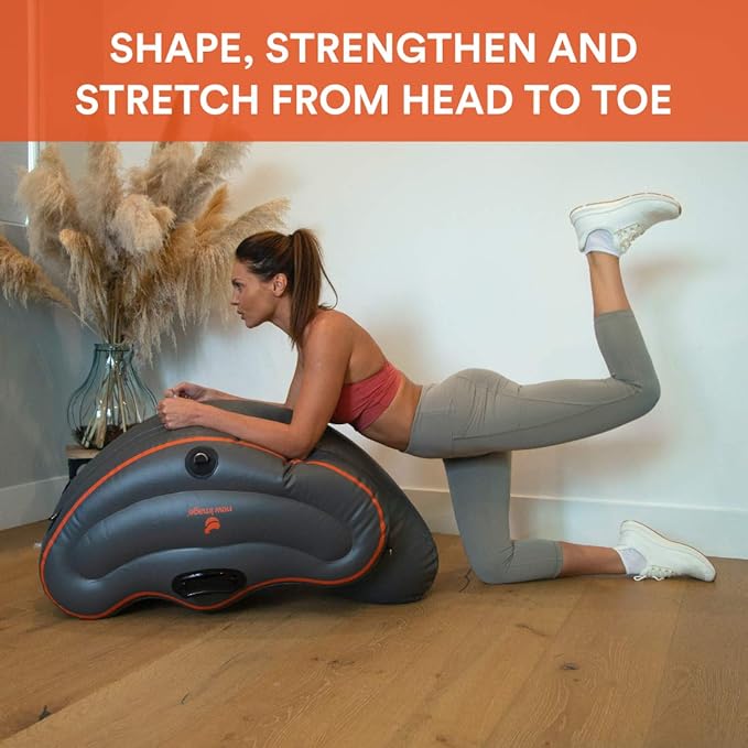 New Image FITT Curve Inflatable Total Body Workout System - Core Strength, Balance & Flexibility Trainer with Resistance Bands & Exercise Guide - Portable Home Fitness Platform
