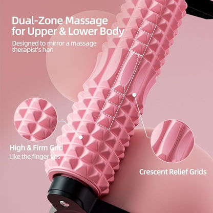 RUNWE Foam Roller with Stand - Bracket Foam Roller for Back Pain, 21 inch Trigger Point Deep Tissue Massage Roller, Medium Density Grid Bracket Foam Rollers, Leg Roller for Muscles Deep Tissue