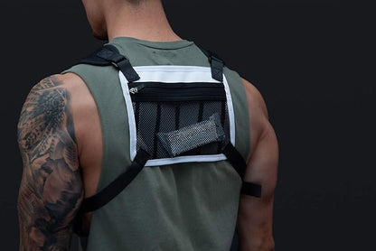MVRK Water Resistant Running Vest Chest Pack, Phone Holder for Running, Lightweight Training Pack with Reflective Detail