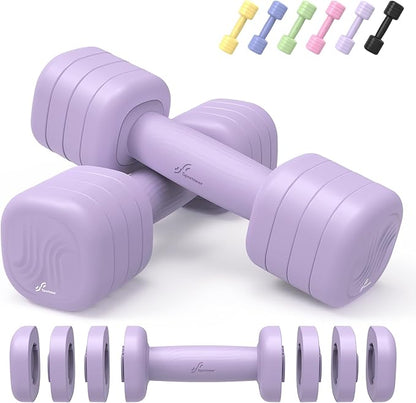 Adjustable Dumbbell Set of 2: Sportneer 4 in 1 Free Weights Dumbbells Set for Women, Hand Weights for Women at Home, Each 2lb 3lb 4lb 5lb Weights with Soft Rubber Handle for Home Gym Exercise Training