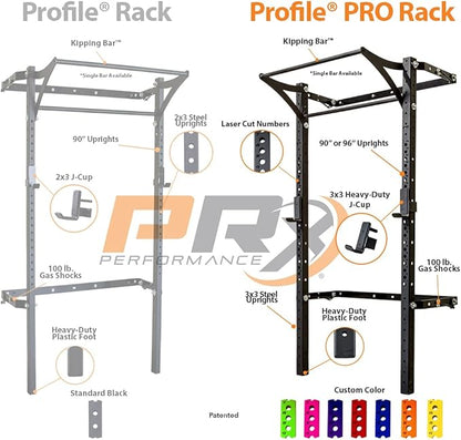 PRx Performance Profile® PRO Squat Rack 3x3 with Kipping or Multi-Grip Pull Up Bar, 89" or 95" Uprights As Seen On Shark Tank Wall Mounted Home Garage Gym Exercise System