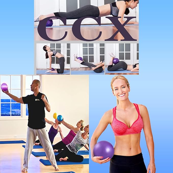 Exercise Pilates Mini Yoga Balls Barre Small for Home Stability Squishy Training Physical Therapy Improves Balance with Pump (Gray, 9 Inch)