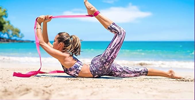 Stretching Yoga Strap / Stretch Band for Yoga Pilates Exercise 6 Ft - Durable Yoga Belt with Safe Adjustable D Ring Buckle for Daily Stretching, Physical Therapy, Fitness, Restorative Practice - Pink Color
