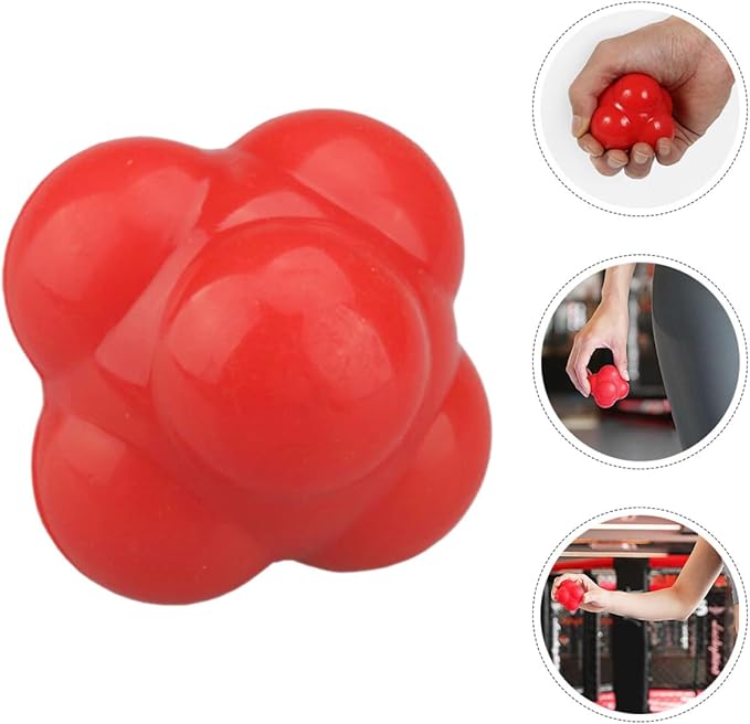 UPKOCH Hexagonal Reaction Training Ball 68mm Red Large Silicone Fitness Reaction Ball for Speed Agility Training and Reflex Exercise Indoor Sports Gear