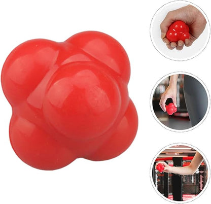 Hexagonal Silicone Agility Reaction Ball 68Mm Large Red for Fitness Speed Coordination Training and Baseball Exercise Equipment