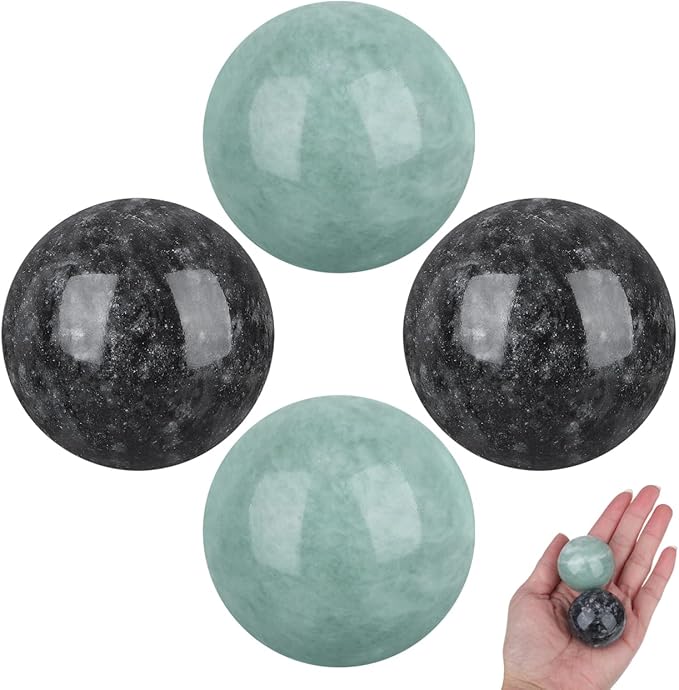 IMIKEYA Marble Baoding Balls Hand Massage Tool, Stone Exercise Balls for Hand Therapy, Yoga Stress Relief, Assorted Colors, 2 Sets (4 Balls)