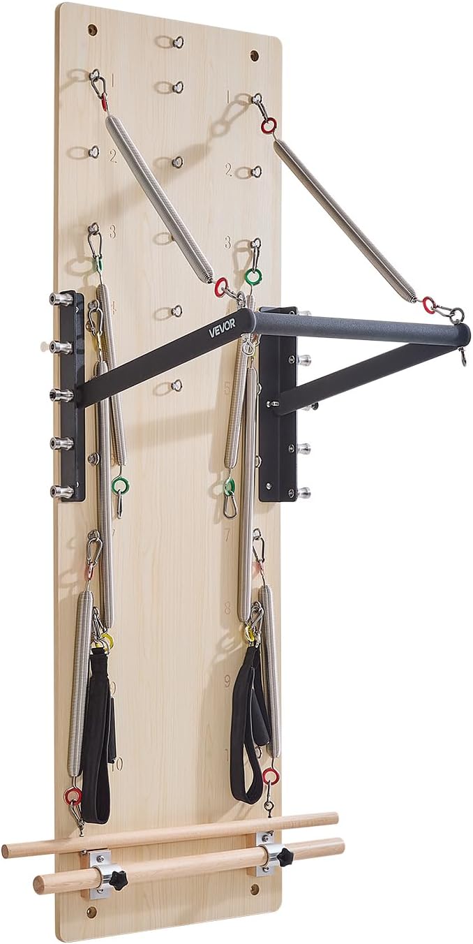 VEVOR Pilates Reformer Accessories for Home Gym, Include Reformer Box/Chair/Spine Corrector/Wall Mounted Machine/Jump Board/Foldable & Dual Resistance Springs