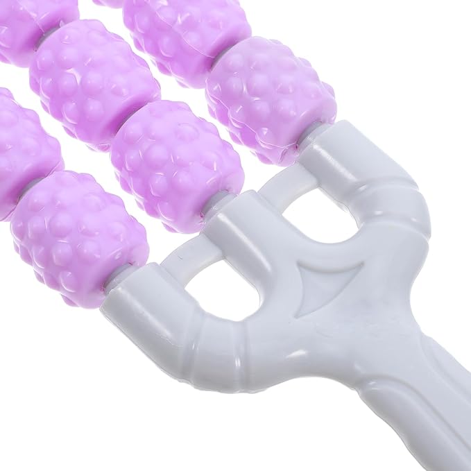 Textured Muscle Massage Roller Stick for Back and Body, Portable Deep Tissue Massage Tool with Three-Row Curved Design, Purple, – for Muscle Relaxation and Fitness