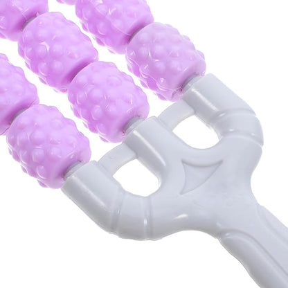 Textured Muscle Massage Roller Stick for Back and Body, Portable Deep Tissue Massage Tool with Three-Row Curved Design, Purple, – for Muscle Relaxation and Fitness