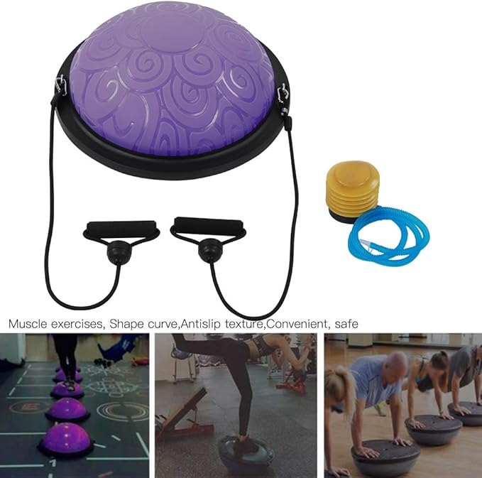 Explosionproof Thicken Balancing Half Ball Trainer, Yoga Pilates Fitness Exercise Equipment with Massage Effect for Coordination Stability Strength Training 18.1x18.1x7.9in