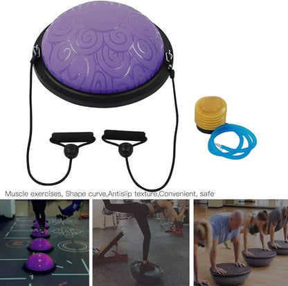 Explosionproof Thicken Balancing Half Ball Trainer, Yoga Pilates Fitness Exercise Equipment with Massage Effect for Coordination Stability Strength Training 18.1x18.1x7.9in