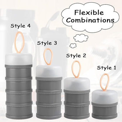 Ysglory 3 Packs Protein Powder Storage Container 4 Stackable Formula Dispenser Portable Protein Powder Travel Container Milk Powder Container to Go for Workout, Fitness, Travel (Gray,White,Blue)
