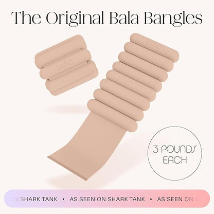 Bala Bangles Wrist & Ankle Weights for Women & Men - Adjustable Weighted Bands - Soft Silicone Arm & Leg Weights for Pilates, Yoga, Walking, Barre, Home Workout & Strength Training Exercise