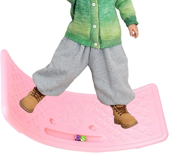 Wobble Board,Balance Board,2025 New Curved Rocking Seesaw Balance Boards Balance Popping Board Non Slip Sensory Training Balance Beam Equipment For 𝐁oys 𝐆irls, Hold Up To 25Kg For Indoor Use