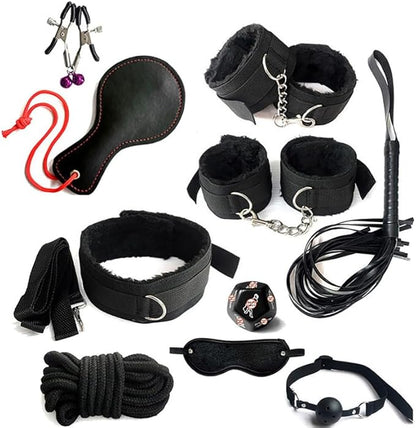 10-Piece Nylon Yoga Endurance Kit, Stylish Stretch Band, Complete Small Tools, Stamina Building, Mutual Training Home Fitness Combo (Black)+Y15