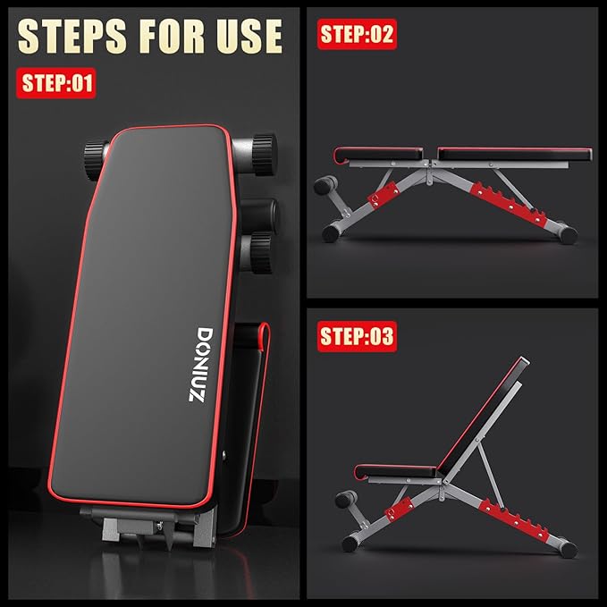 Weight Bench, Adjustable Workout Bench Press Set for Home Gym Strength Training, Easy Assembly Foldable Training Lifting Bench for Small Space Apartment Room, Max Load 750