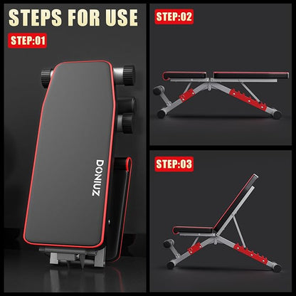 Weight Bench, Adjustable Workout Bench Press Set for Home Gym Strength Training, Easy Assembly Foldable Training Lifting Bench for Small Space Apartment Room, Max Load 750