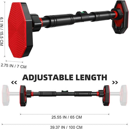 Pull Up Bar for Doorway, Strength Training Chin Up Bar with Level Meter Adjustable 25.5"- 39.3" Width Locking Mechanism Pull-up Bars, No Screws, Max Load 440lbs for Home Gym Door Frame Workout