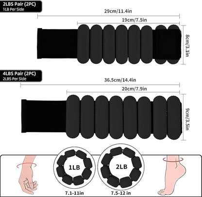 Wrist Weights, Silicone Adjustable Ankle Weights for Women Men - Strengthen Arms and Legs Ideal for for Home Gym Workout, Running, Yoga, Pilates, Barre, Exercise, Strength Training