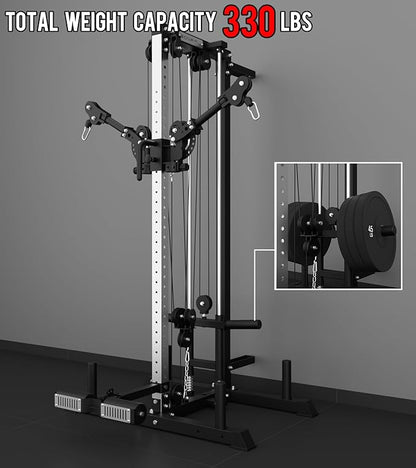 Eonfit E1 2.0 Wall Mounted Cable Machine for Home Gym, LAT Pulldown, Functional Trainer, Cable Crossover Machine Workout Station Pulley System Cable Tower with Leg Holder, Foot Board